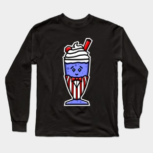 Cute Blueberry Shake in a Soda Jerk (Clerk) Uniform for Dessert Lovers - Blueberry Milkshake Long Sleeve T-Shirt